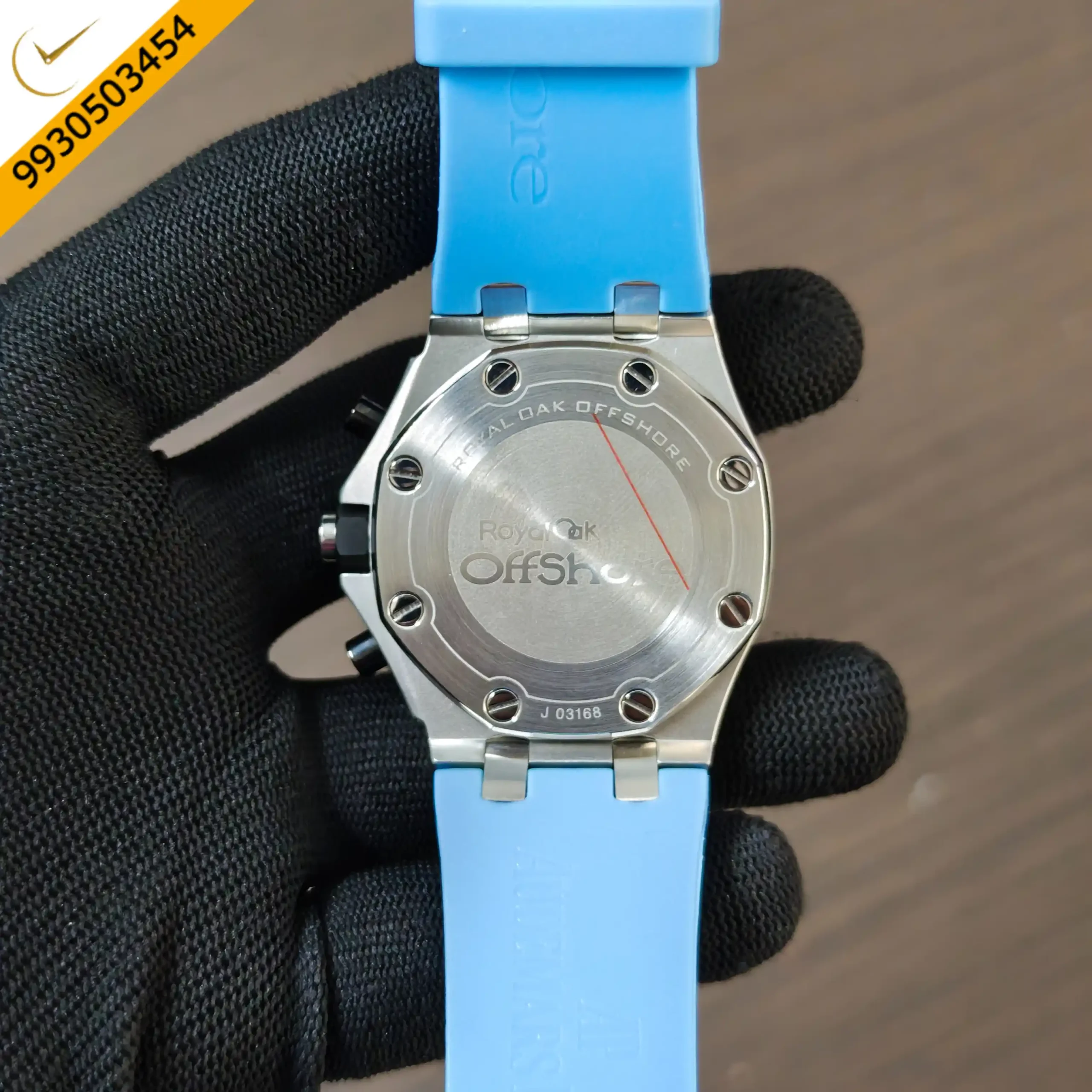 Audemars Piguet Royal Oak Offshore Black Chronograph Silver Tiffney Dial Blue Rubber Strap Swiss Watch - Image 2