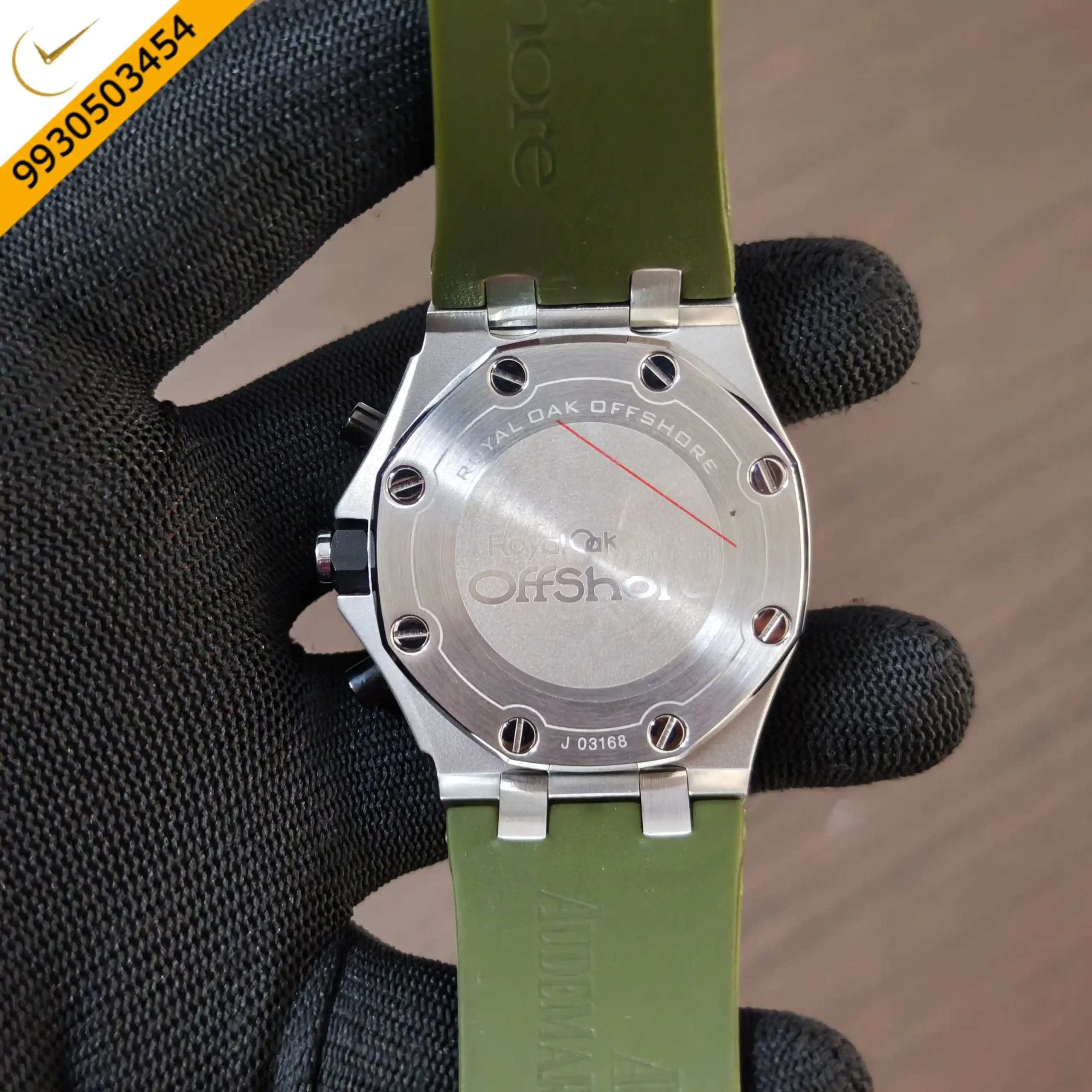 Audemars Piguet Royal Oak Offshore White Chronograph Silver Green Dial Green Rubber Strap Swiss Watch - Image 2