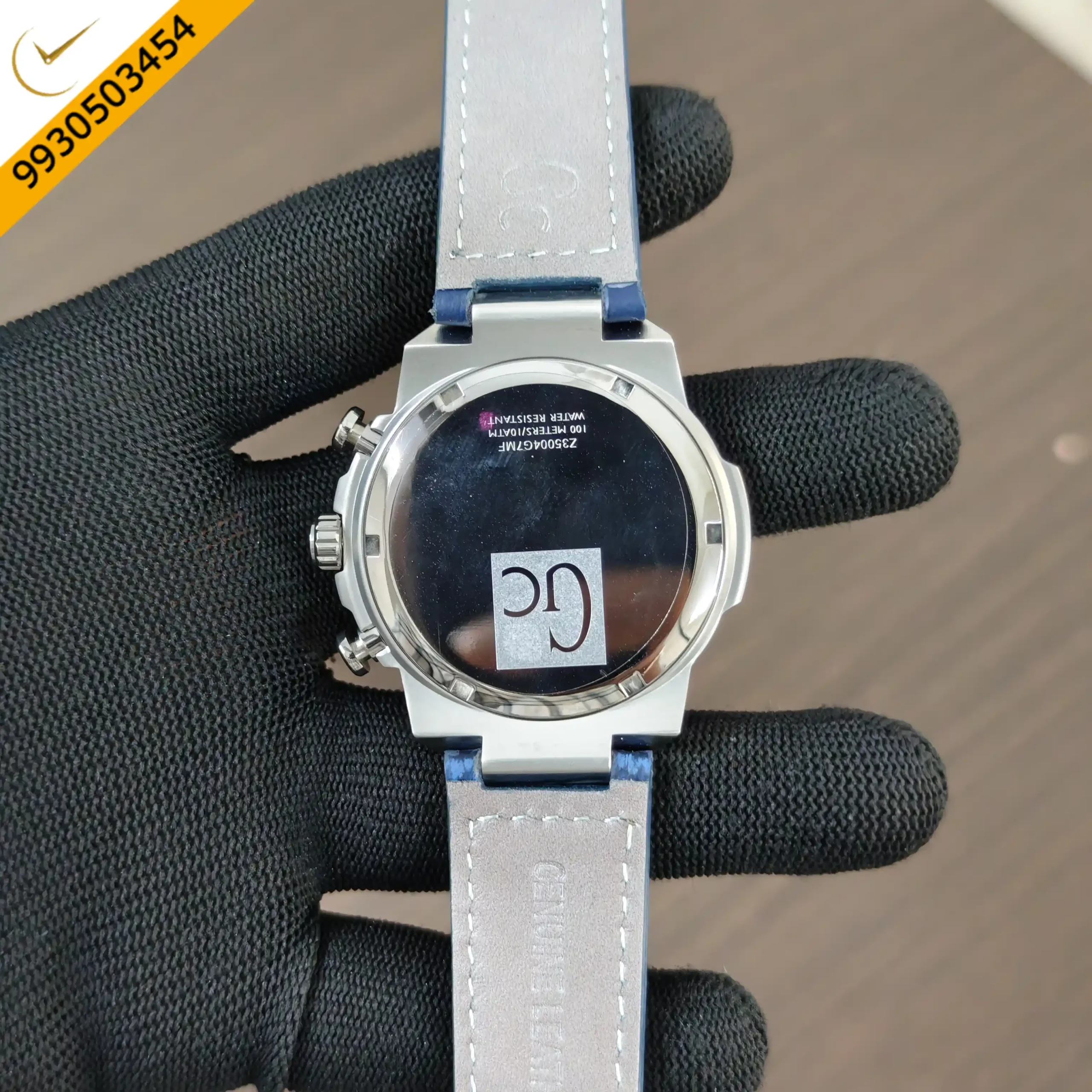 Gc First Class Chrono Steel Black Dial Blue Leather Swiss Quartz Watch - Image 2