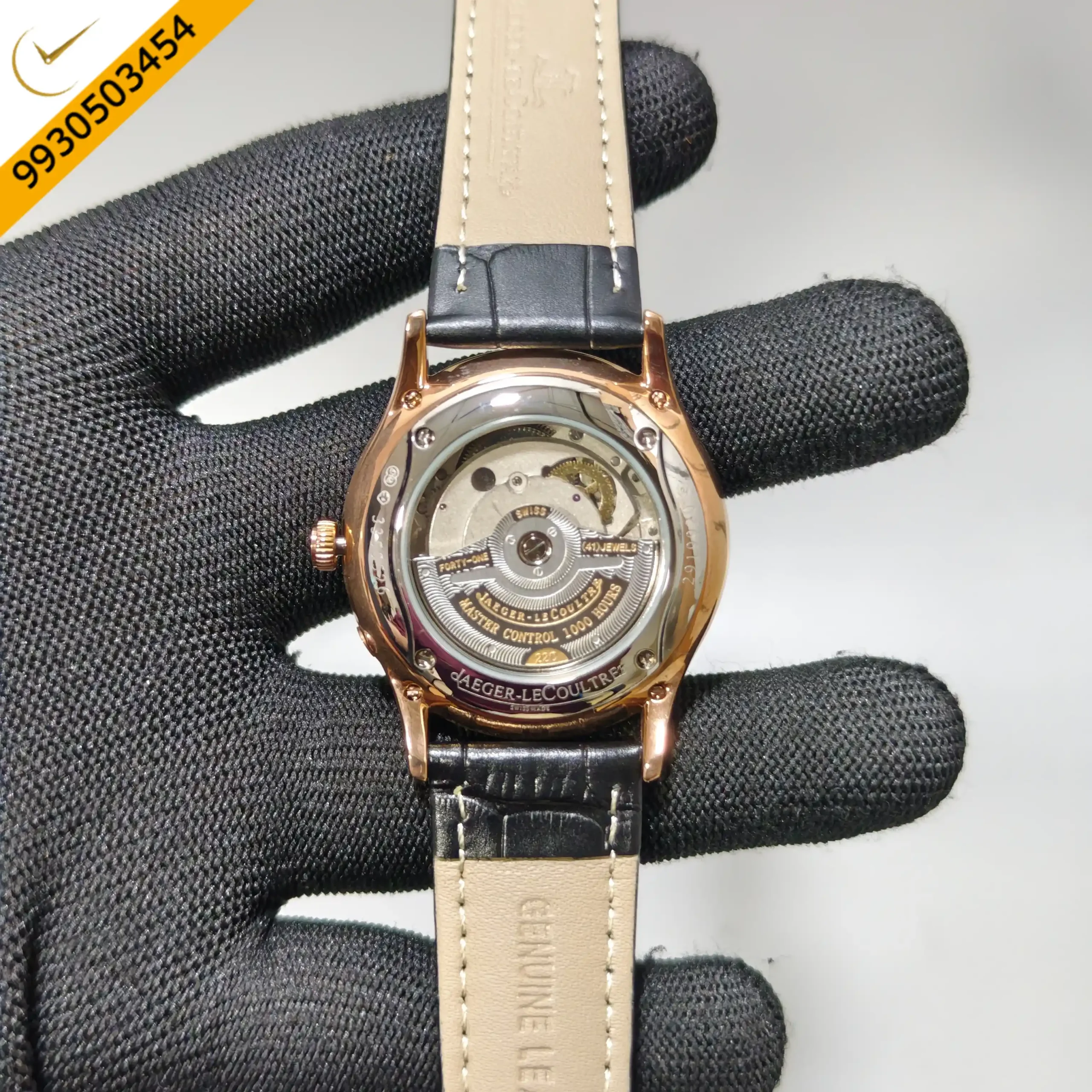 Jaeger-LeCoultre Master Control Moon Phase Rose Gold Black Dial Swiss Automatic Watch - Image 2