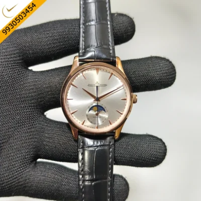 Swiss Made Jaeger-LeCoultre Grey Dial Leather Strap Watch