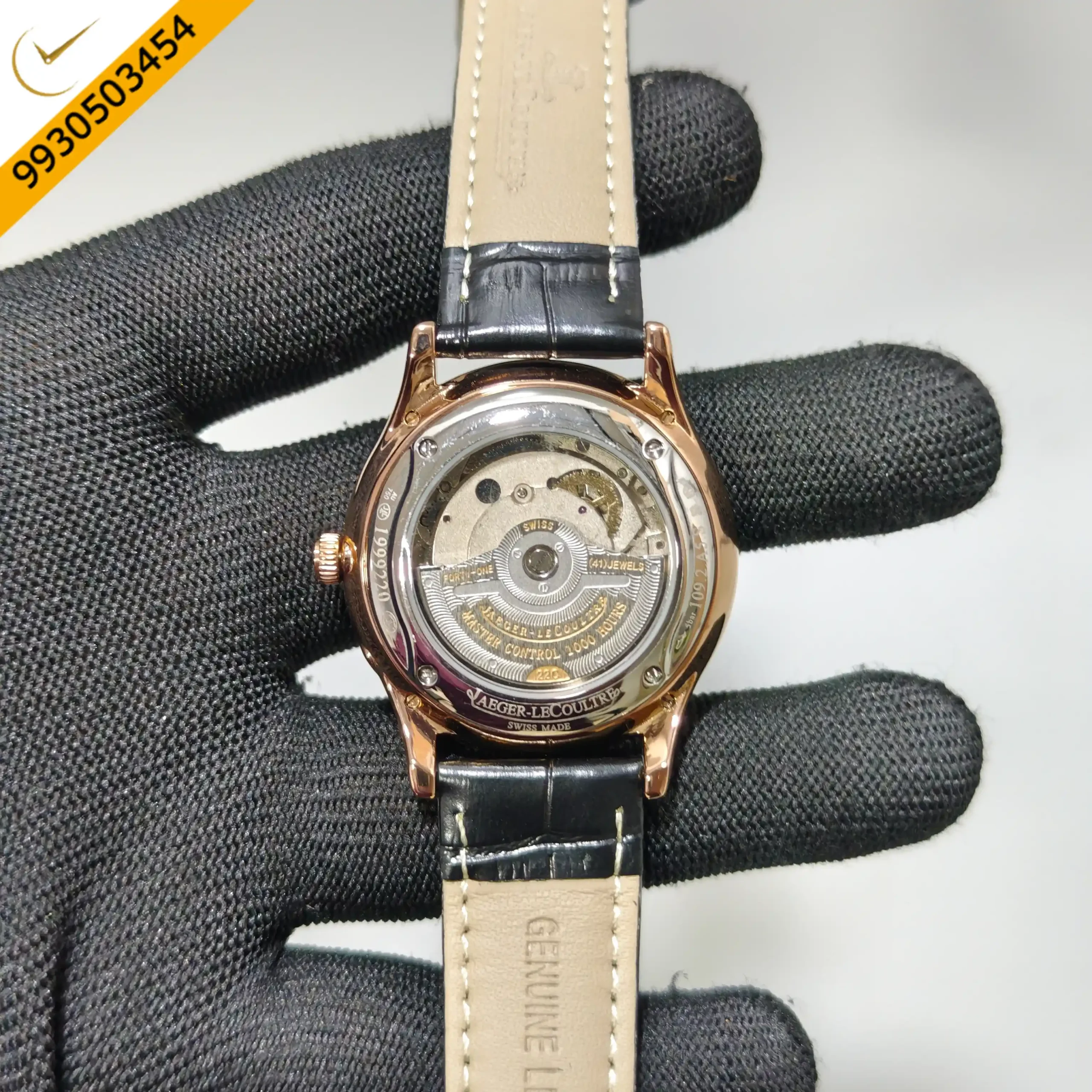 Jaeger-LeCoultre Master Control Moon Phase Rose Gold Grey Dial Leather Swiss Automatic Watch - Image 2