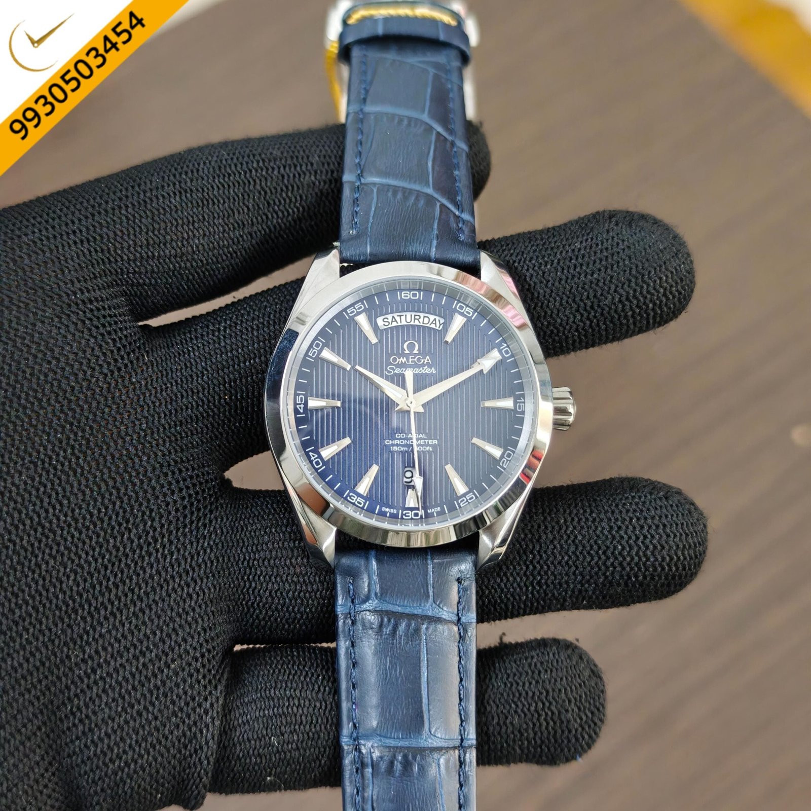 Omega Seamaster Aqua Terra 150M Co-Axial Day-Date Blue Dial Swiss automatic Watch
