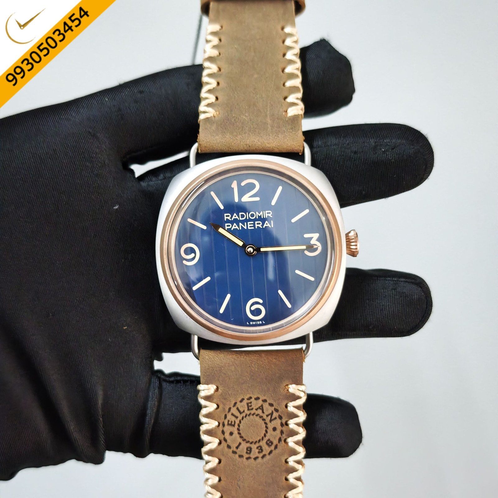 Panerai Radiomir Blue Dial Leather Strap Watch
