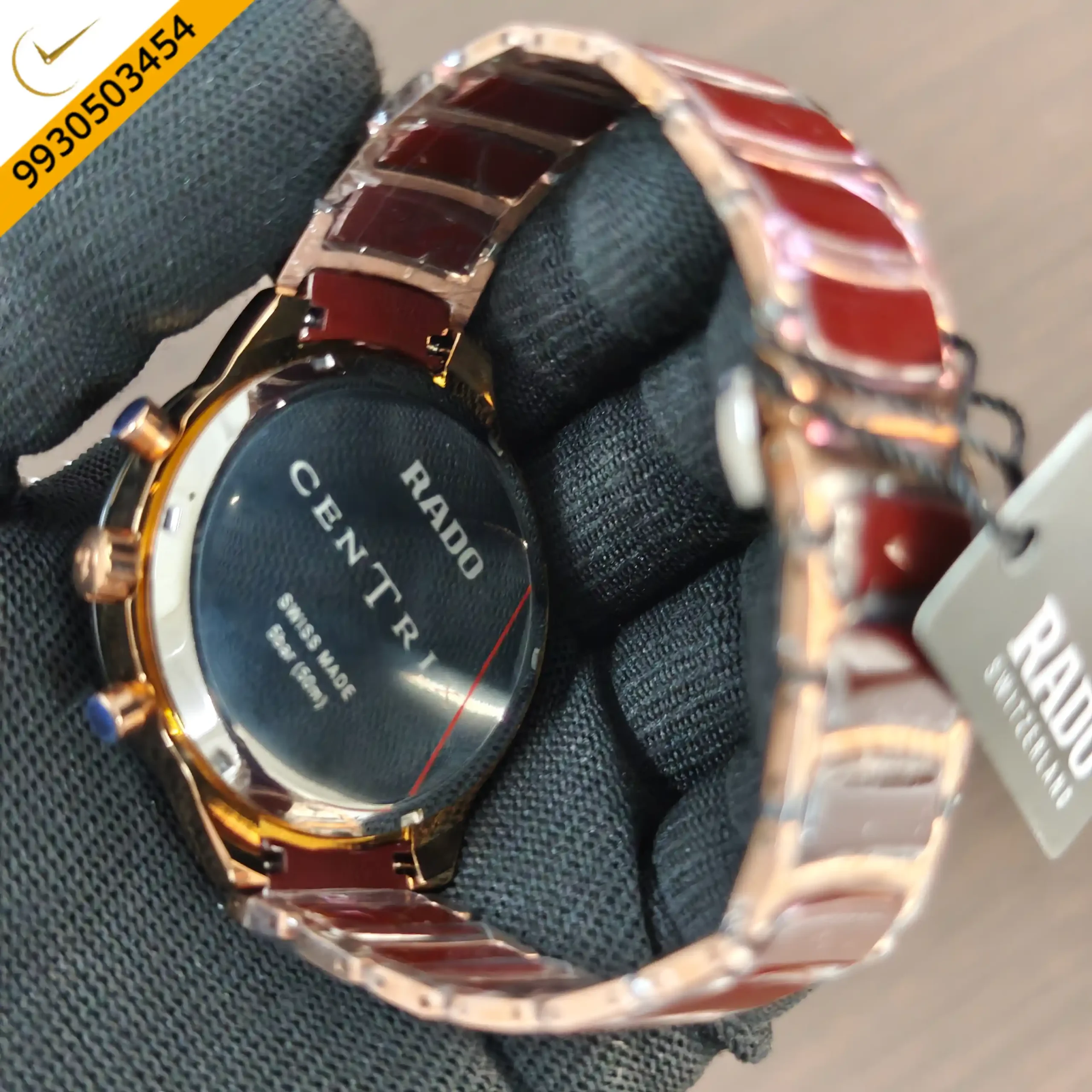 Rado Centrix Chronograph Rose Gold Golden Dial Swiss Quartz Watch - Image 2