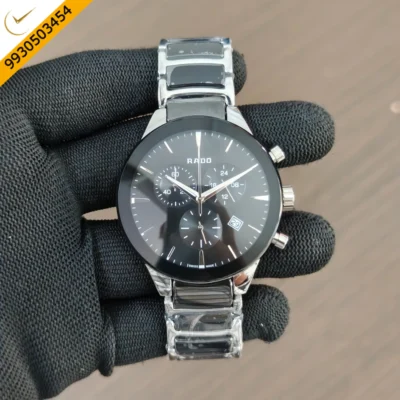 High-End Rado Centrix Silver Black Luxury Watch