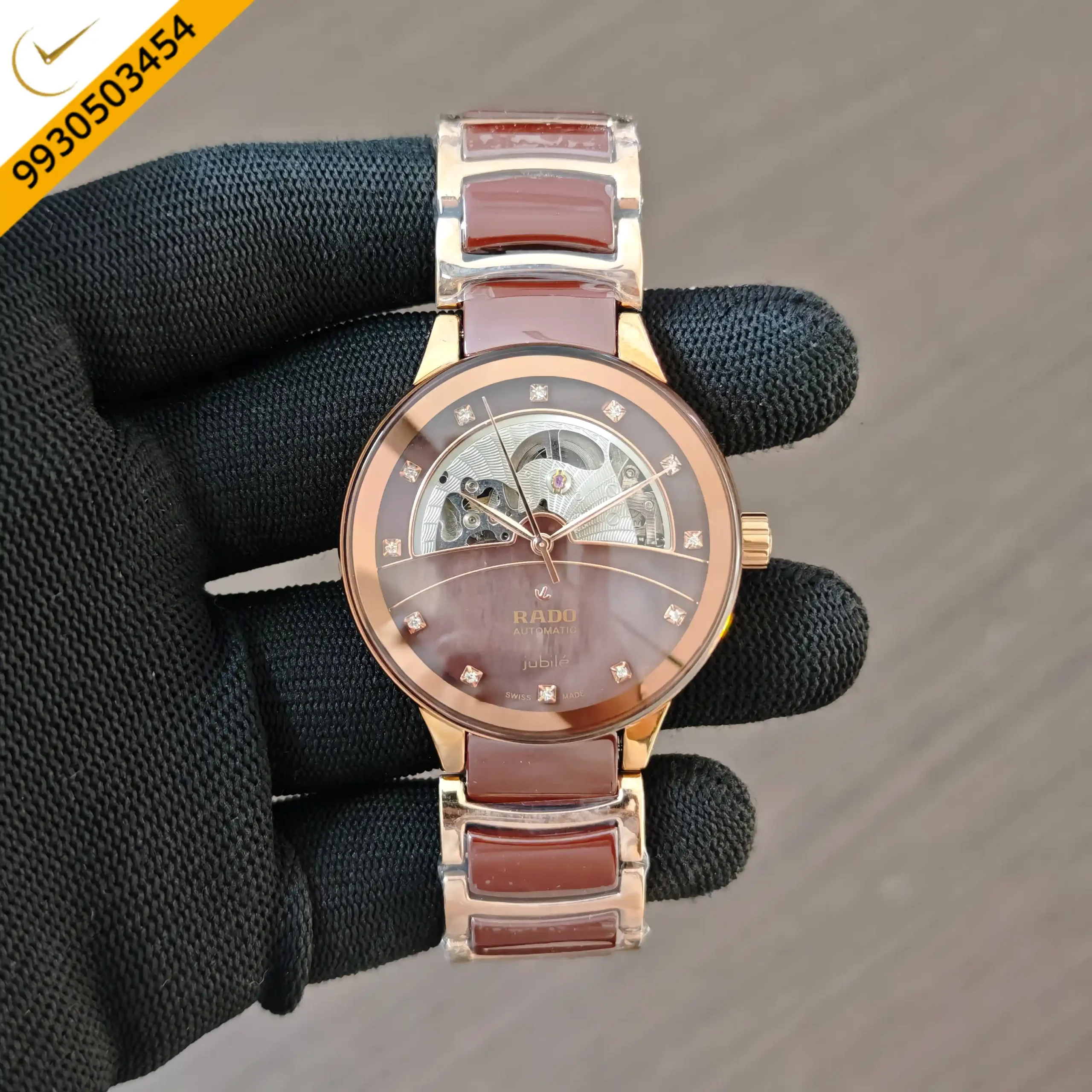 Rado Centrix Diamonds Open Heart Brown Dial Swiss Automatic Watch