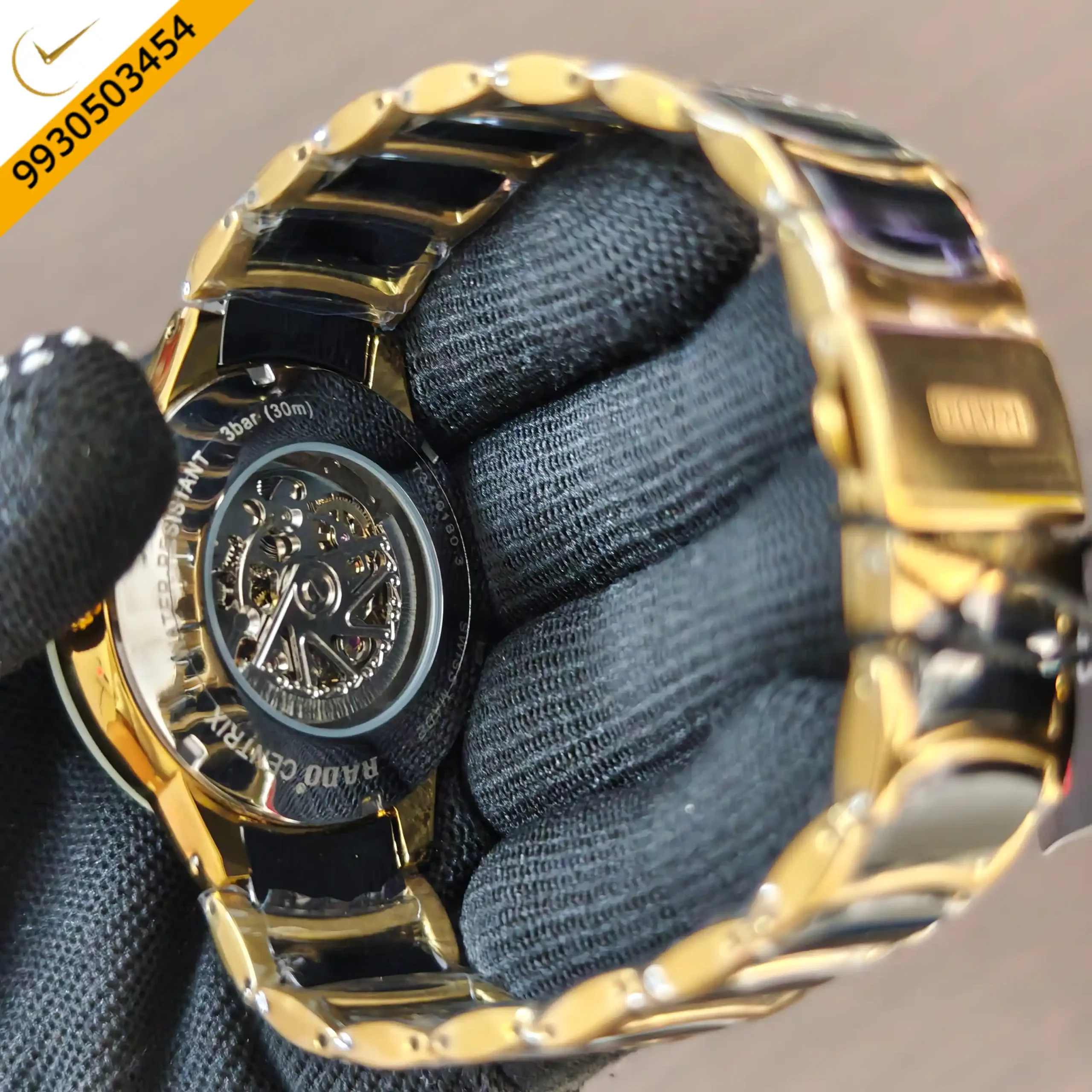 Rado Centrix Diamonds Open Heart Gold Black Dial Swiss Automatic Watch - Image 2
