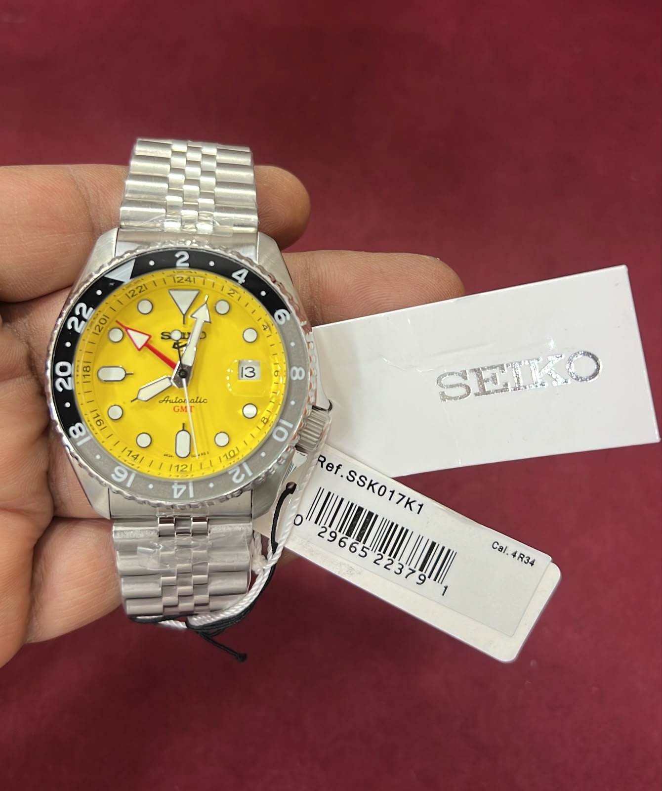 Seiko 5 Sports GMT SSK003K1 Yellow Dial Swiss Automatic Watch