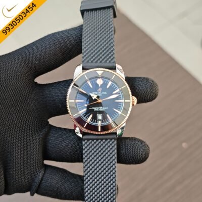 Breitling Superocean Black Dial with Black Rubber Strap Swiss Quartz Watch