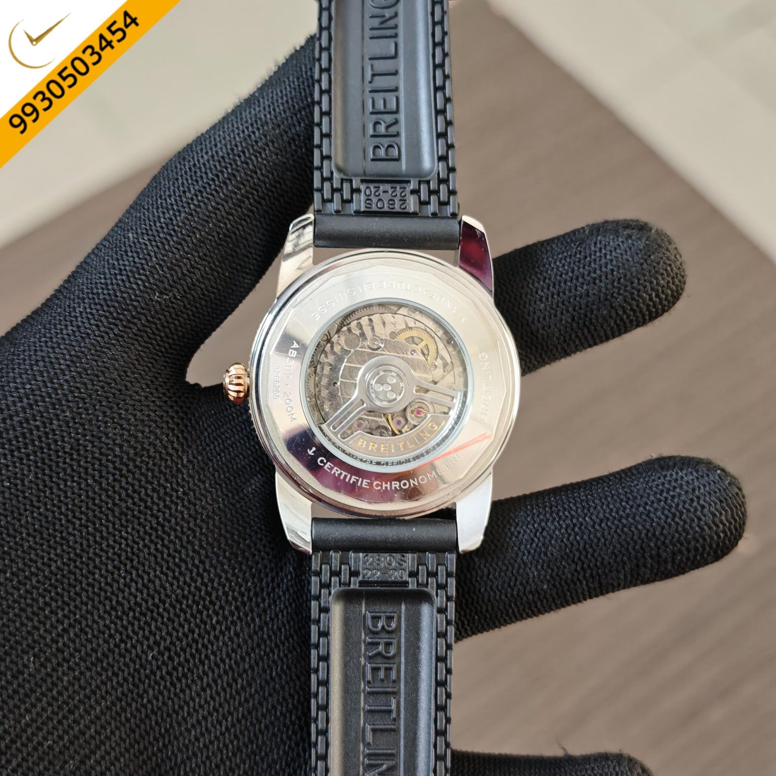 Breitling Superocean Black Dial with Black Rubber Strap Swiss Quartz Watch - Image 3