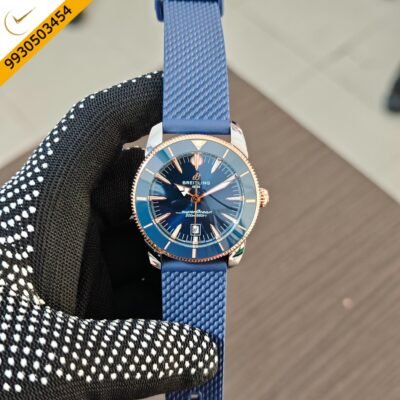 Breitling Superocean Blue Dial with Rose Gold Bezel & Blue Rubber Strap Swiss Quartz Watch