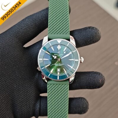 Breitling Superocean Green Dial with Green Rubber Strap Swiss Quartz Watch