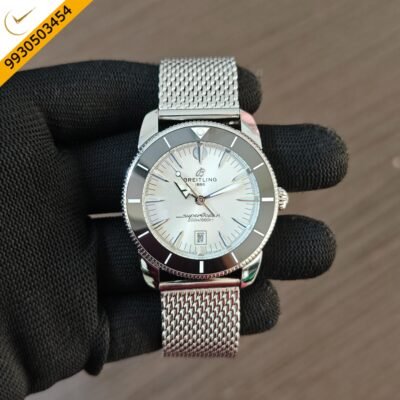 Breitling Superocean White Dial with Stainless Steel Mesh Strap Swiss Quartz Watch