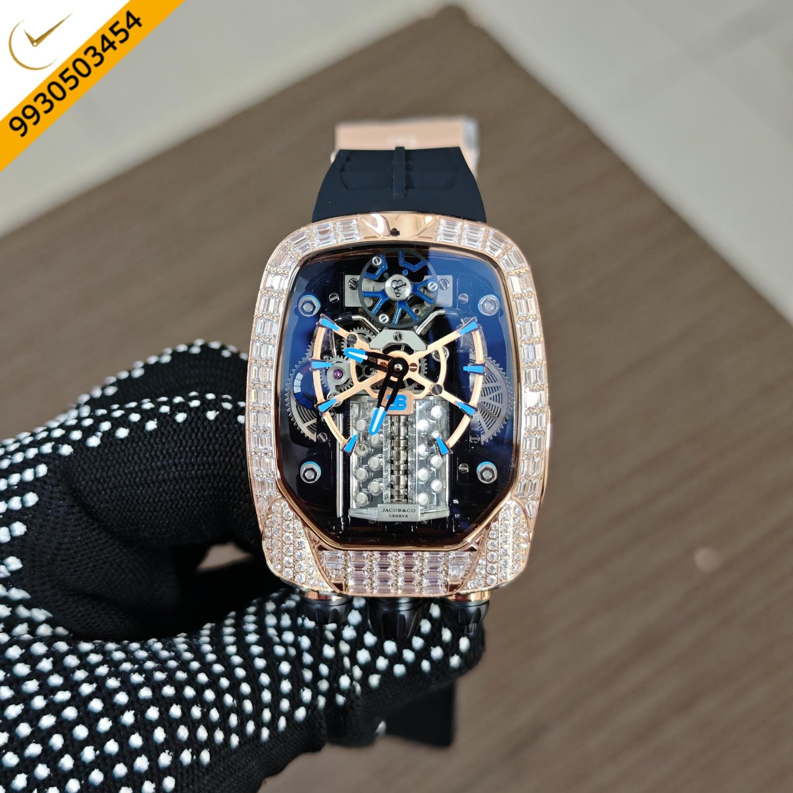Jacob & Co. Bugatti Chiron Tourbillon Rose Gold Diamond Black Rubber Strap Swiss Automatic Watch - Image 2
