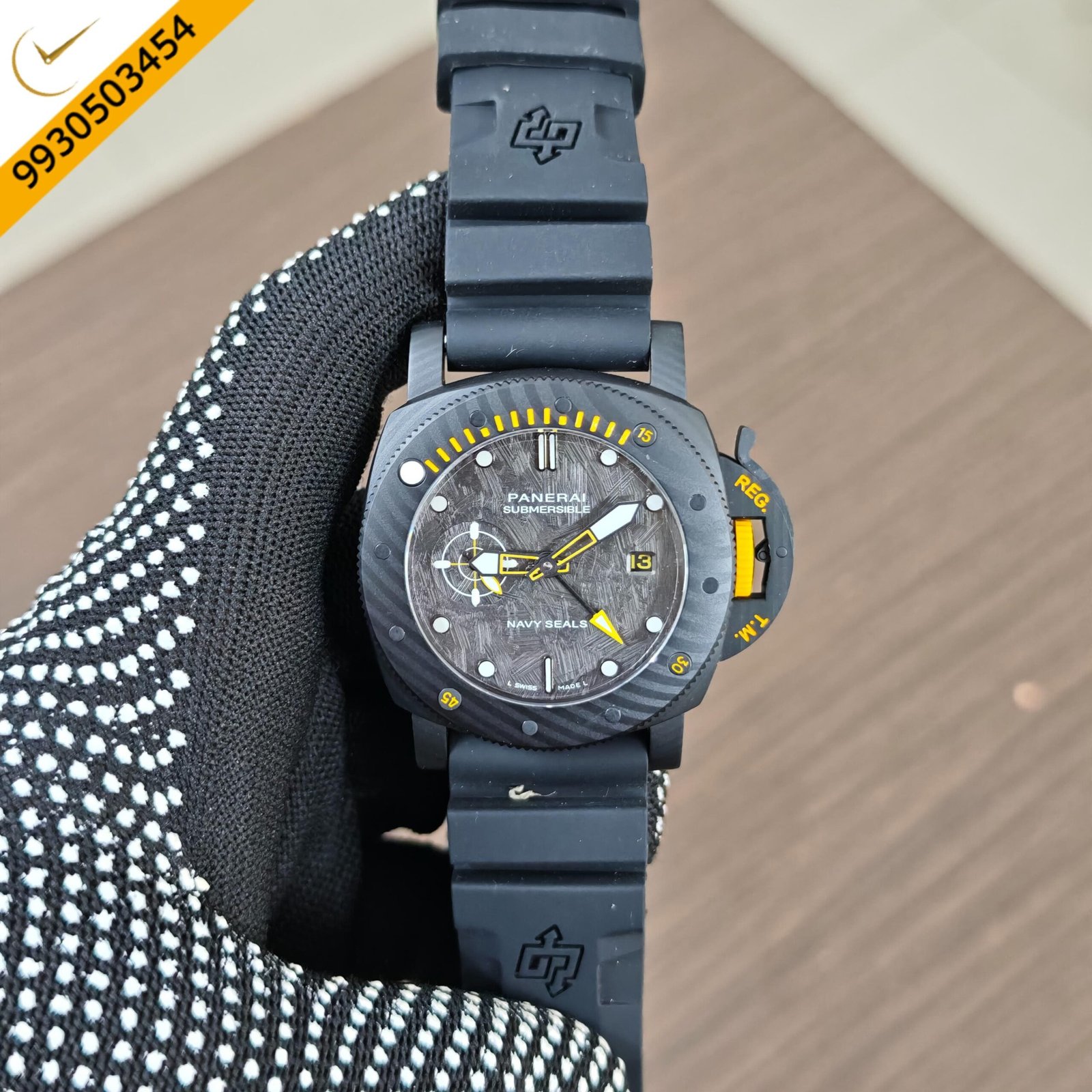Panerai Submersible Navy SEALs Carbotech Rubber Strap Swiss Automatic Watch - Image 2