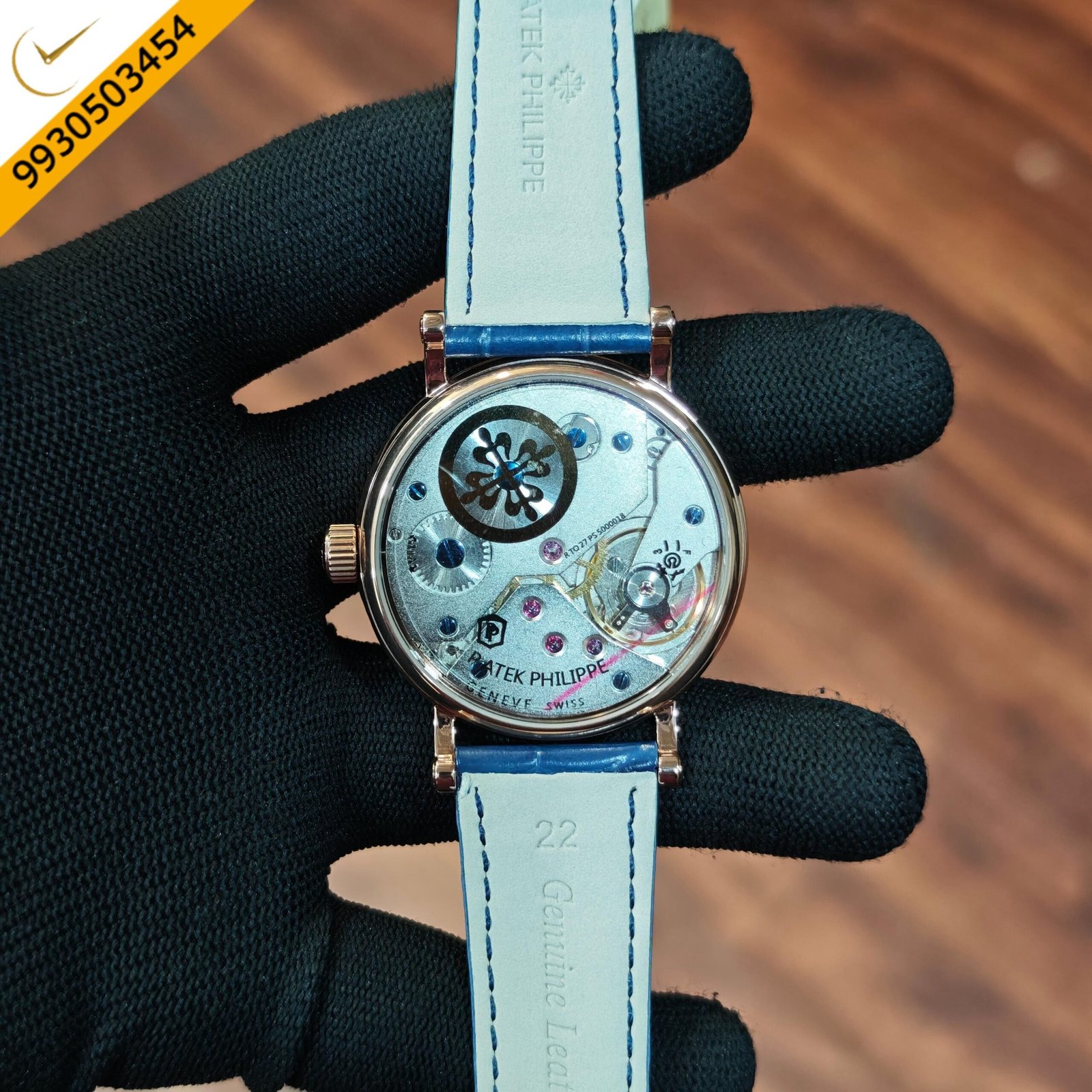 Patek Philippe Classic Tourbillon Blue Dial Blue Leather Strap Swiss Automatic Strap Watch - Image 3