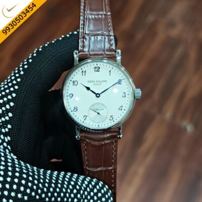 Patek Philippe Classic Tourbillon White Dial Brown Leather Strap Swiss Automatic Strap Watch